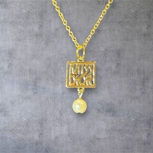 Upcycled Dior Elegant Gold and Pearl Pendant Necklace